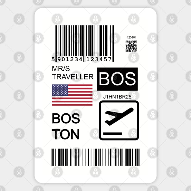 Boston USA travel ticket Magnet by Travellers